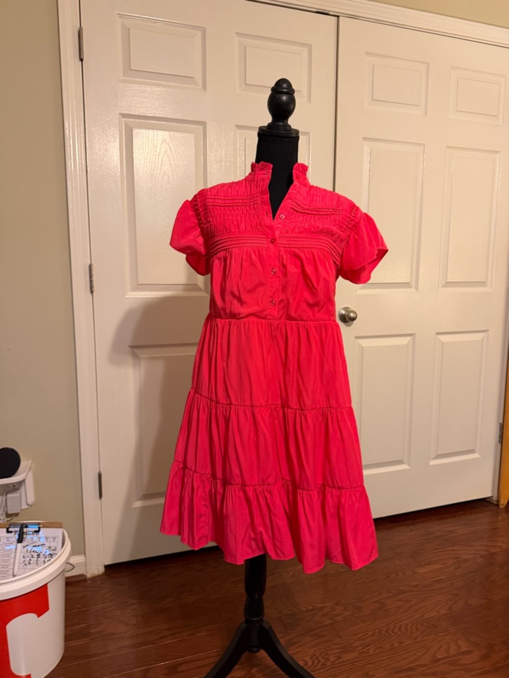 crown & ivy Hot Pink Ruffled Button-Front Top bin5